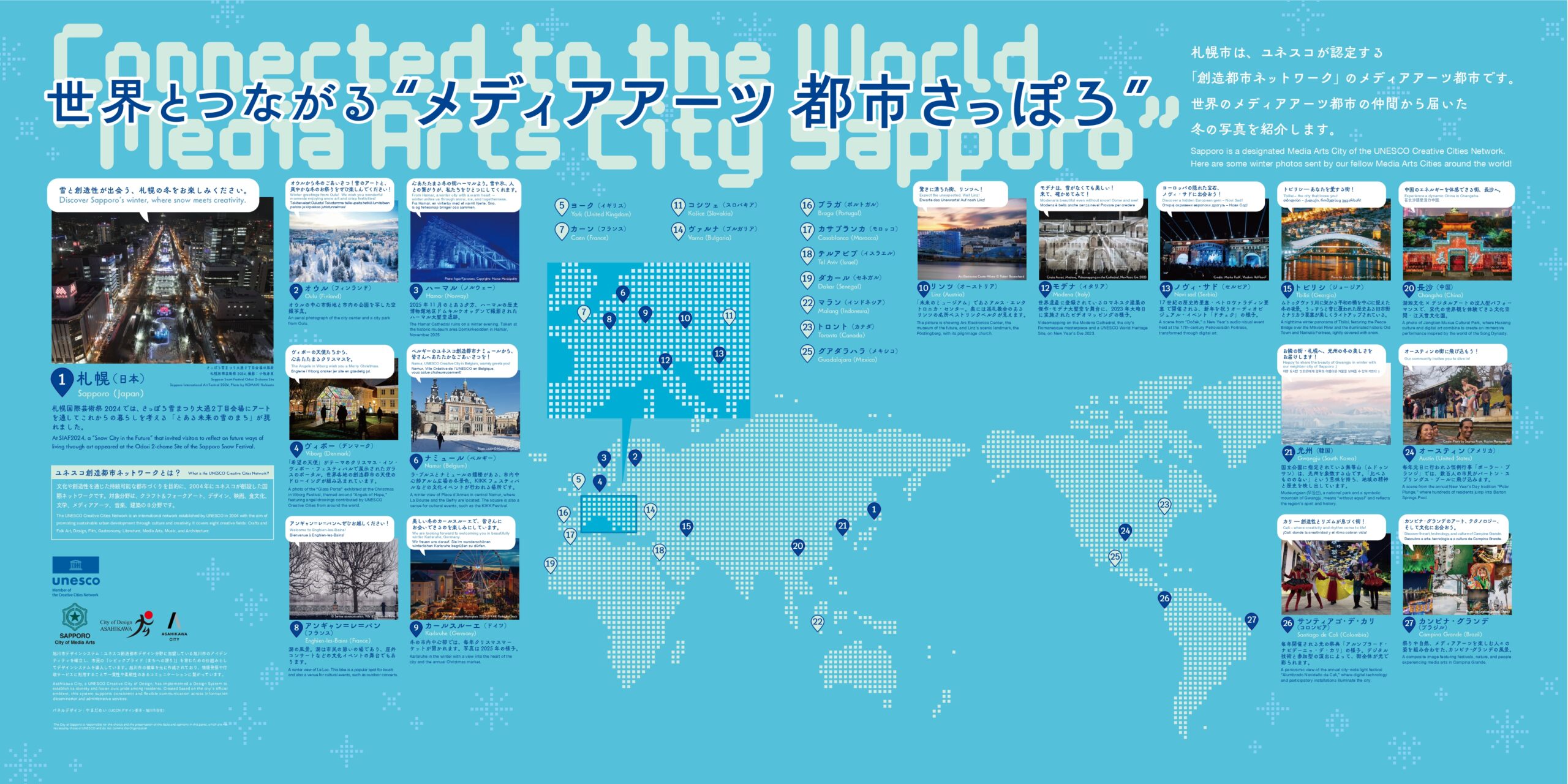 旭川市在住のデザイナーがFOR SIAF2027 – 2026年冬のプレイベント「世界とつながる“メディアアーツ都市さっぽろ”」パネルデザインを行いました【札幌市×旭川市】